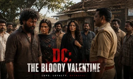 DC: The Bloody Valentine 2026 movie scene featuring the main characters