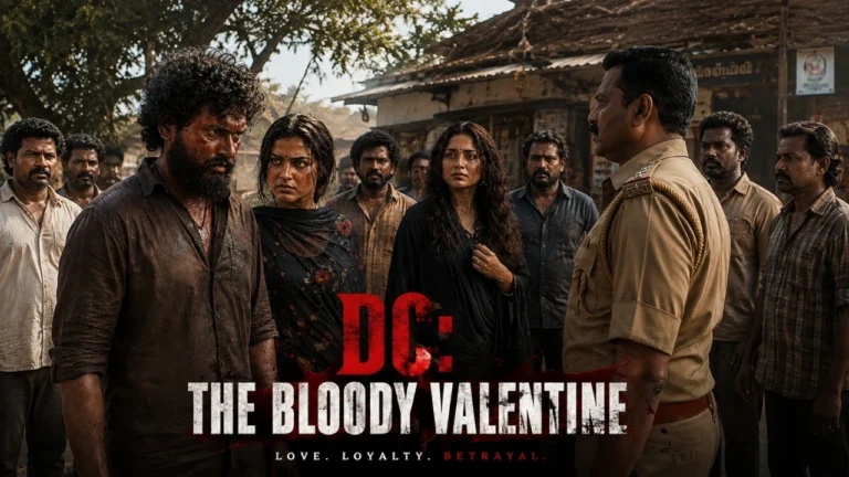DC: The Bloody Valentine 2026 movie scene featuring the main characters