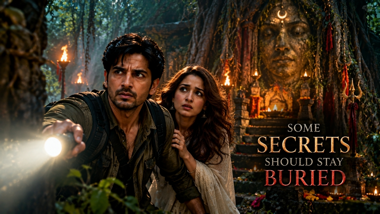 Sidharth Malhotra and Tamannaah Bhatia exploring a mysterious forest shrine in The Vvaan
