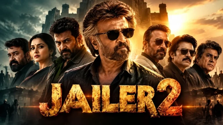 Rajinikanth and the ensemble cast featured in a dramatic Jailer 2 movie poster